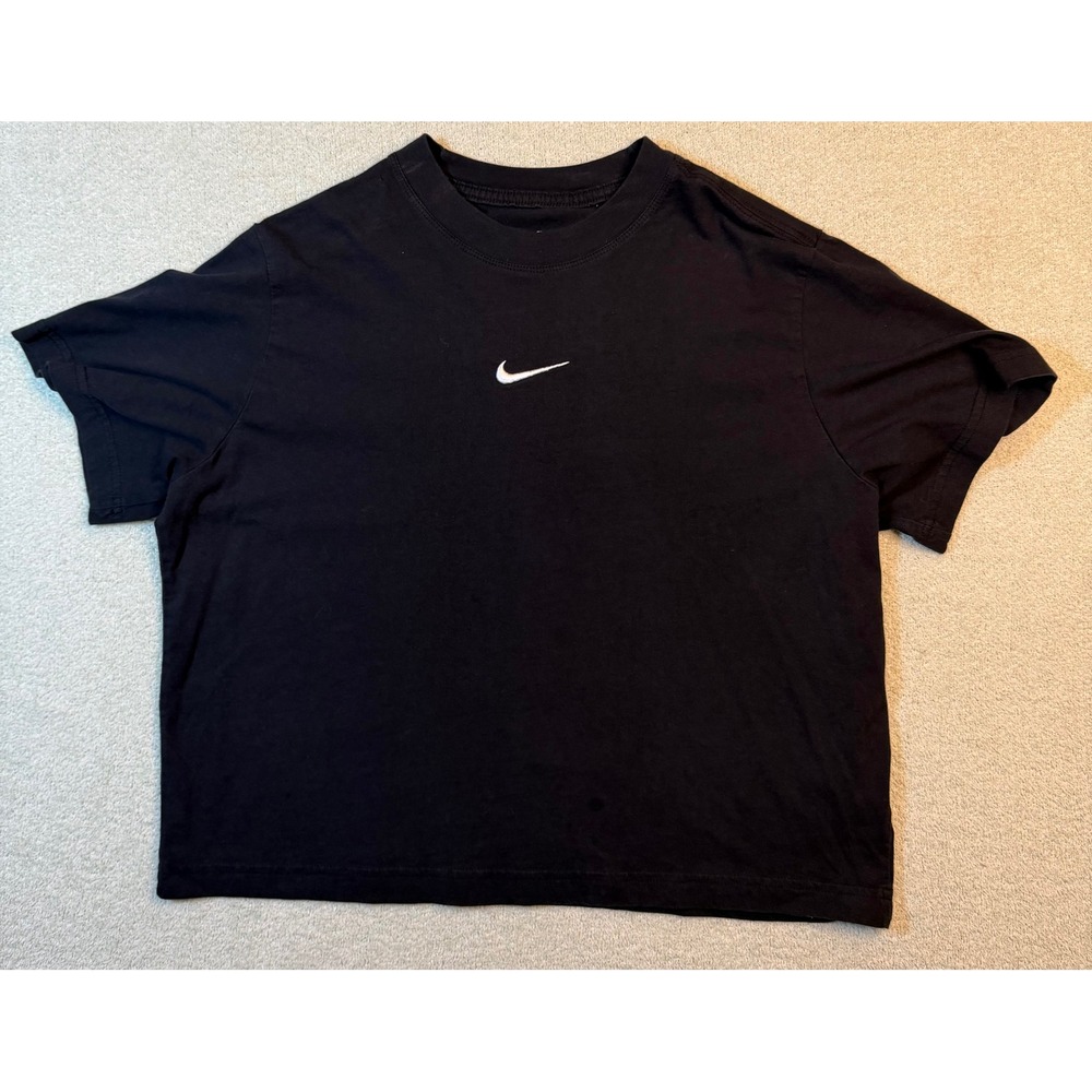 Nike Loose Fit Black Short Sleeve T-Shirt Center Swoosh Logo XL